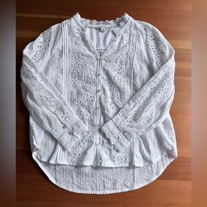 Sundance White Eyelet Button-Down Blouse